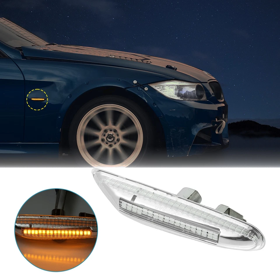 Pack of 2 Car Exterior LED Side Marker Turn Signal Lights for BMW E46 E60 328i - Изображение 3 из 4