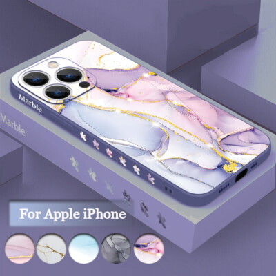 Handyhülle für iPhone 17 16 15 14 13 12 Pro Max 11 XR 8 Marmor TPU Silikon Case