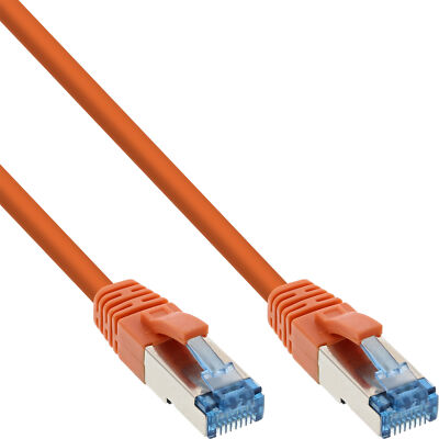 InLine  Patchkabel S/FTP (PiMf) Cat.6A 500MHz halogenfrei Kupfer orange 30cm