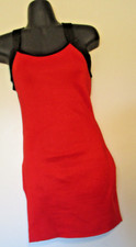 Red/black straped Mini low back dress-nylon elastic-fitted-sexy ladies/girls SM