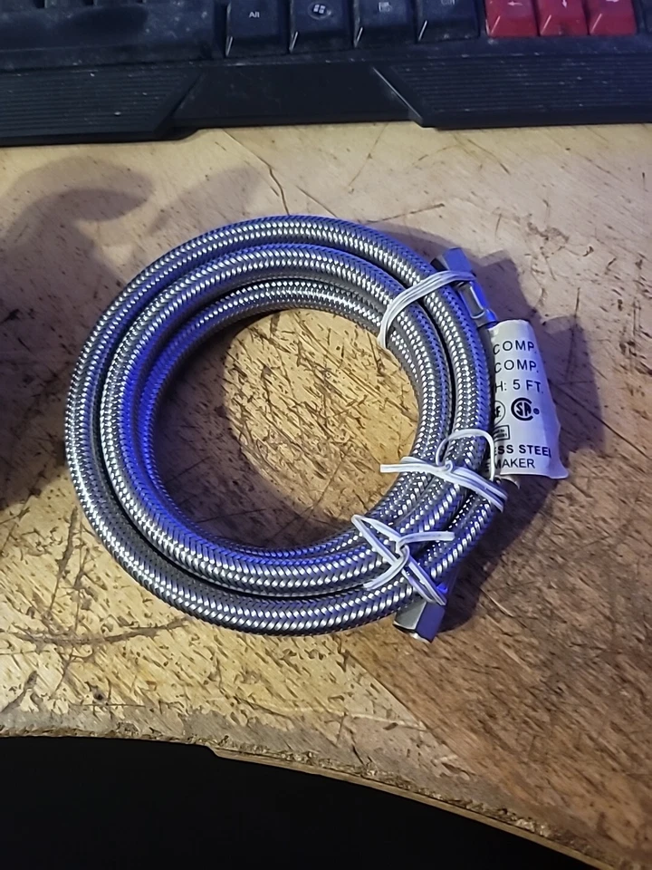 Conector para máquina de hielo de acero inoxidable trenzado de 5 pies para electrodoméstico certificado IM60SS Foto 2 de 2