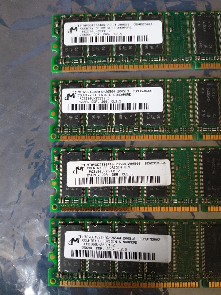 1GB 4x256MB Micron Memory MT8VDDT3264ag-265G4 PC2100U-25331-Z - Image 2 of 3