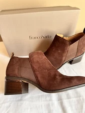 Franco Sarto Leather Block Heeled Shooties Arden Hickory Size 9M Women’s
