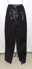 Double D Ranch Black Leather Glossy Dot Pattern Straight Leg Trouser Pants 8