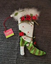 DEPT 56 KRINKLES 8" MINI STOCKING Ornament Rose Design Patience Brewster New