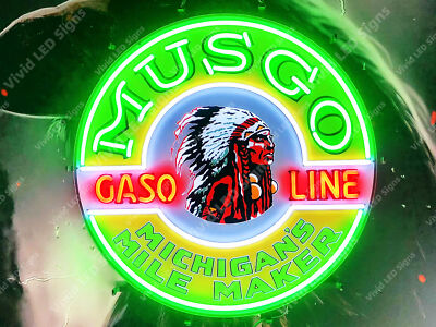 Musgo Indian Gasoline Gas Oil 24''x24'' Vivid LED Neon Sign Light Lamp With Dimmer
