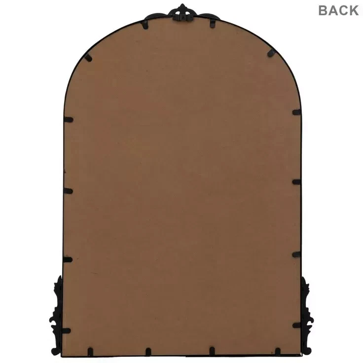 Espelho de parede arqueado vintage antigo-preto tradicional ornamentado barroco francês 32,5" - Imagem 2 de 4