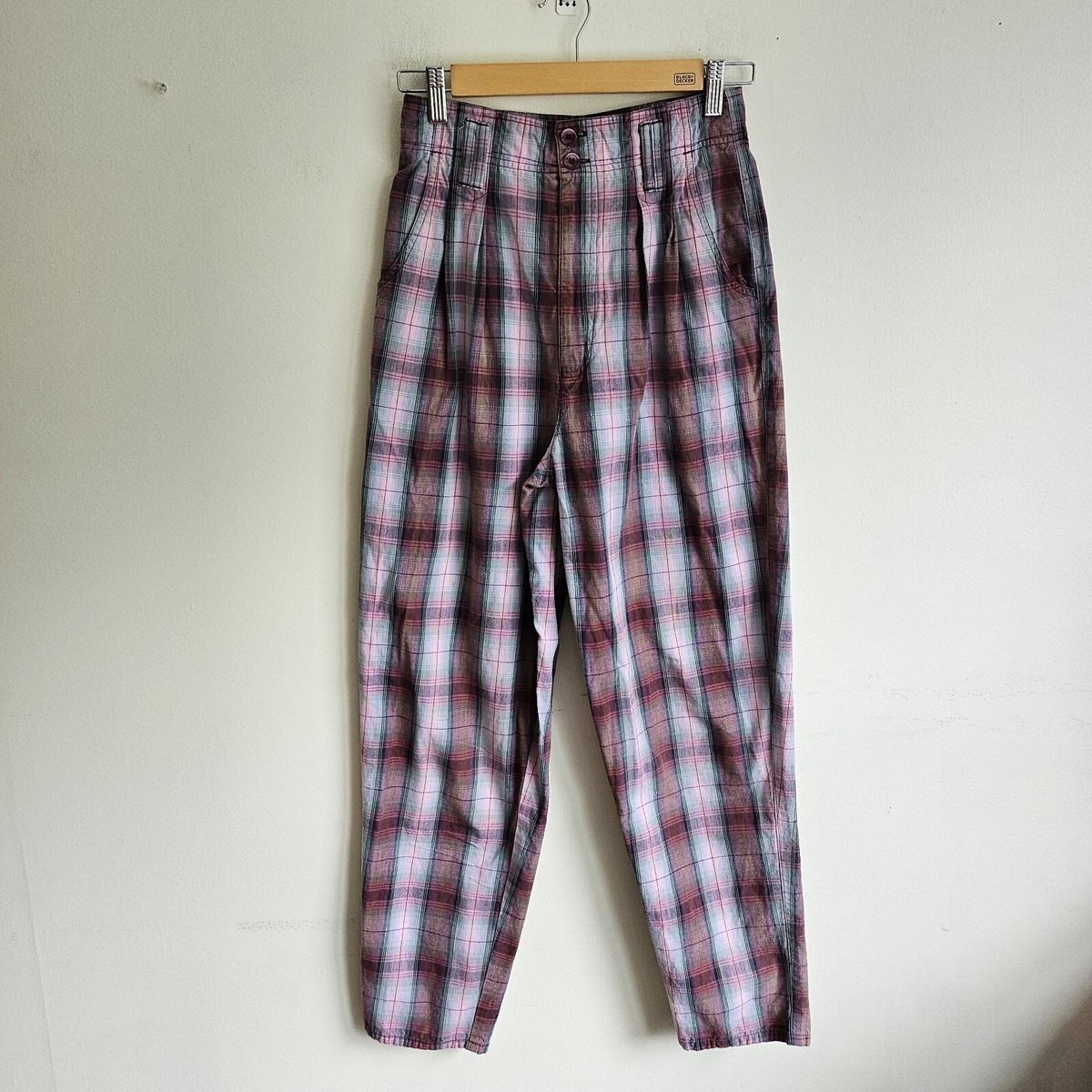 Vintage Light Pink High Rise Pleated Plaid Super comfy high