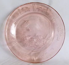 Federal Glass Sharon Cabbage Rose Pink 9" Dinner Plate Pink Depression Glass