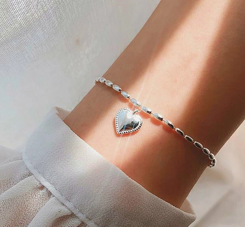 Gold Plated Sterling Silver And Sterling Silver Personalised Heart Charm  Bracelet