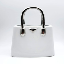 Gilde Keramik Handtasche "Milano" Weiß Silber Deko Gefäß Vase