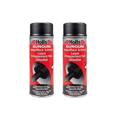 2x Holts Gun Gum Exhaust Paint Black 400ml to 800°C Spray Paint Exhaust