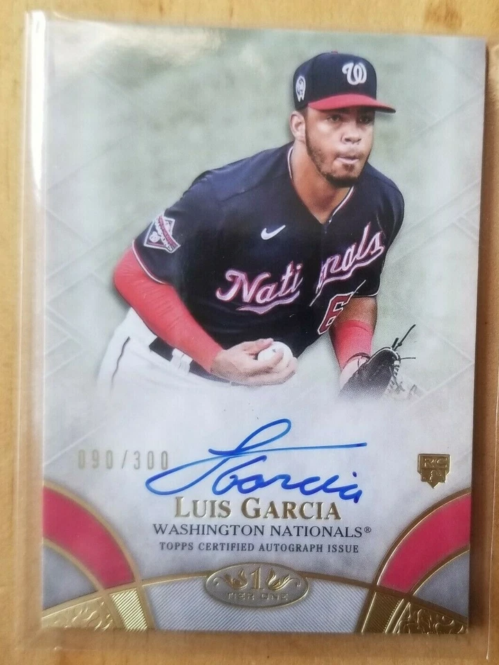 LUIS GARCIA 2021 TOPPS TIER ONE ROOKIE BREAKOUT AUTO #090/300 NATIONALS RC - Image 2 of 3