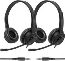 2 Pack Wired Headphones with Microphone, Rotating Mic, Noise Canceling,PlugNPlay