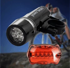 Waterproof 5 LED Lamp Bicycle Bike Front Head Light+Rear Safety Flashlight 1 set