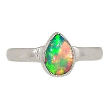 Natural Ethiopian Opal 925 Sterling Silver Ring Jewelry s.6 ALLR-31628
