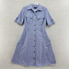 Tahari Arthur S. Levine Womens 8 Blue White Candystripe Lined Dress Button Up