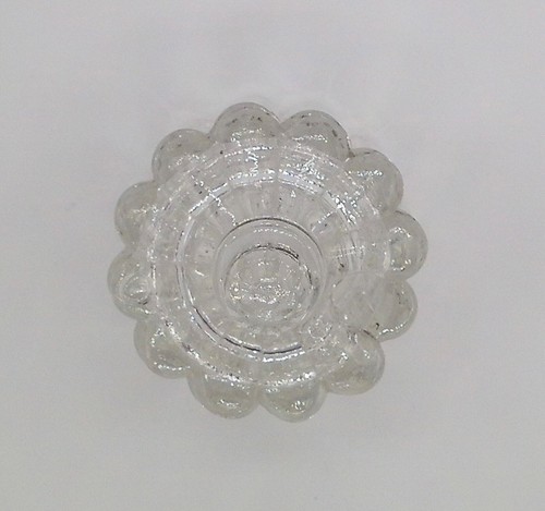 Vintage Clear Fluted Glass Salt Seller with Lid & Plastic Spoon 2.5" Tall - Picture 4 of 9