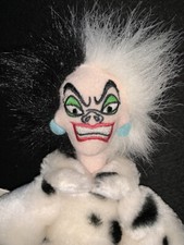 DISNEY STORE DS USA 1990s Cruella De Vil 101 Dalmatians 9" Bean Bag Plush MWMT