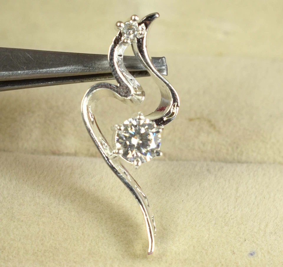 1.05 Bianco Carati Diamante Solitario Taglio Rotondo Certificato Da Ciondolo See - Immagine 2 di 4