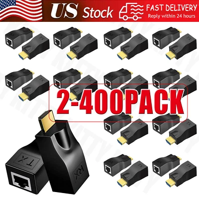 4K 1080P HDMI Extender to RJ45 Over Cat 5e/6 Network LAN Ethernet Adapter LOT