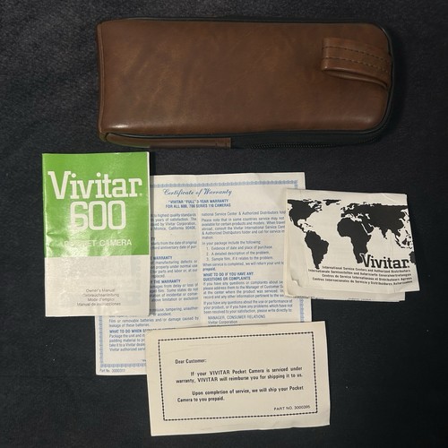 Appareil photo vintage Vivitar 600Pocket avec contenu et sac d'origine. Non testé - Photo 3/10