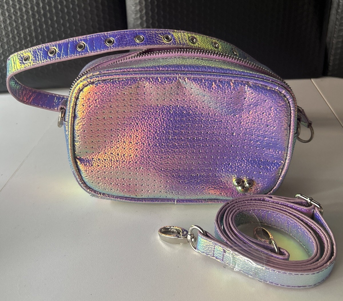 Disney Pin Bag Waist And Shoulder Bag Iridescent Pink With Straps