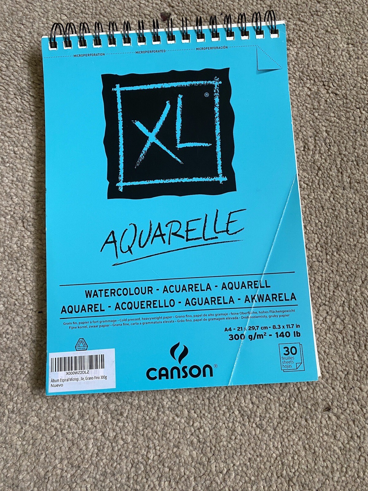 CANSON XL Watercolour 300gsm A4 Paper Cold Pressed 28 pages left