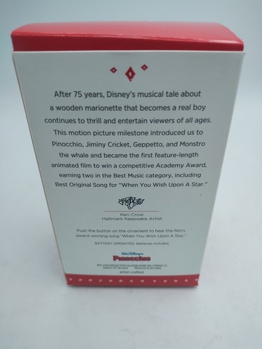 2015 Hallmark Disney Pinocchio 75th Anniversary Ornament Magic Sound - Picture 9 of 9
