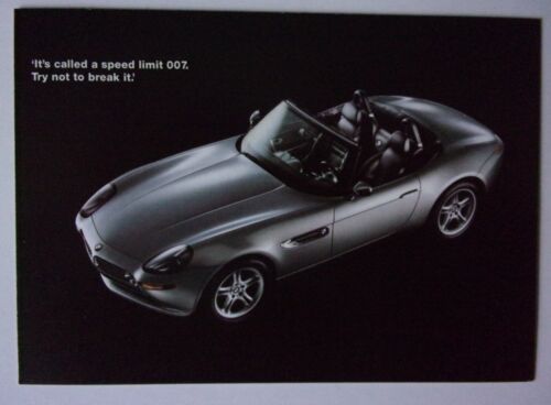 BMW Z8 oryginalny 1999 Wielka Brytania Mkt Nieużywana pocztówka - 007 James Bond Świat to za mało - Zdjęcie 1 z 2