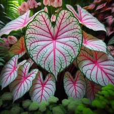 2 Fiesta Caladium Bulbs for Planting - Perennial Hosta (2 Bulbs)