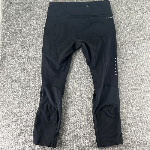 Nike Dri Fit Girls Leggings Black Size S Athletic Active Running Mesh Pants - Picture 7 of 10