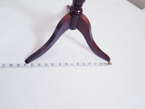VINTAGE BROWN LEATHER TOP PLANT WINE SIDE STAND ON TRIPOD FEET - Picture 11 of 12