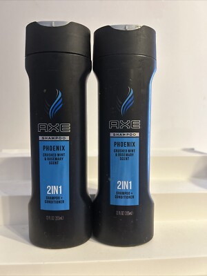 2 Pack Axe Phoenix 2 in 1 Shampoo + Conditioner 12 oz Mint Rosemary HTF