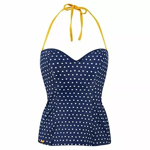 Cleo by Panache Leena Bandeau Swim Tankini Top Halter Size UK 36D Navy Polka dot - Picture 3 of 7