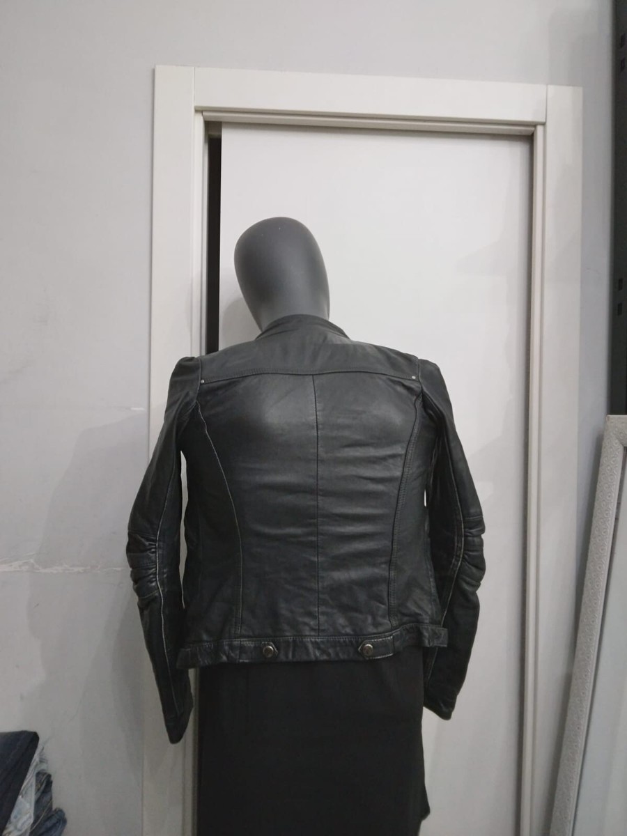 ZARA Genuine Leather Jacket Used Women Black Size XS XYC949L