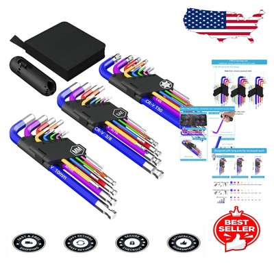 Versatile Hex Key Set: 27 Color-Coded Keys for Home, Automotive, and Electronics