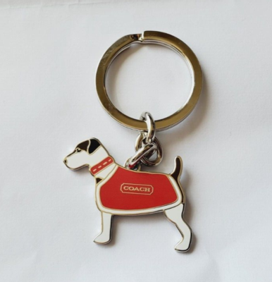 Coach Keychain Cute Puppy Dog Wearing Clothes Silver Tone New | eBay