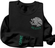 Personalized Mexico Embroidered De Mexico Sweatshirt, Custom Mexicano Hoodie Nam