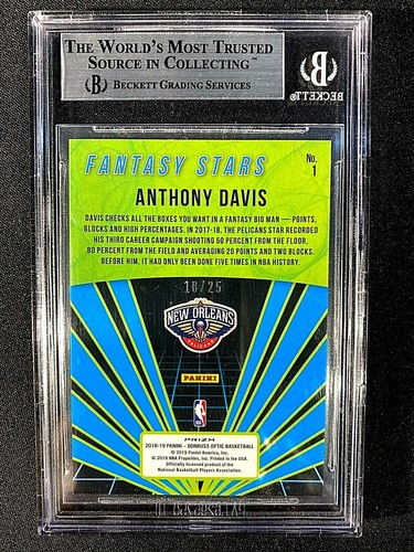 2018 BGS 9 MINT Donruss Fantasy Stars Holo PINK PRIZM /25 Anthony Davis #1 G1271 - Picture 2 of 2