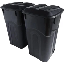 United Solutions 32 Gal. Wheeled Outdoor Garbage Can in Black (2-Pack)