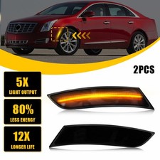 Fit 2013-2017 Cadillac XTS Front Fender LED Side Marker Light Kit Smoke Amber 2x
