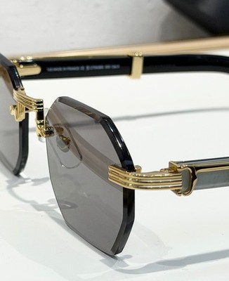 Iconic Rimless Sunglasses Grey Lens Gold Frame Geometric Unisex