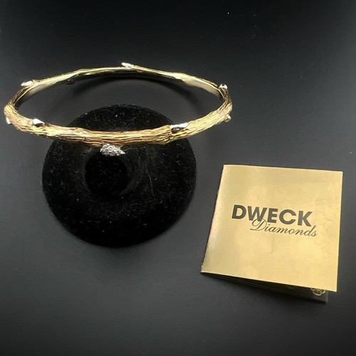 Stephen Dweck Diamonds Bangle Bracelet Fortuna 14K Yellow Gold Clad 925 Branch