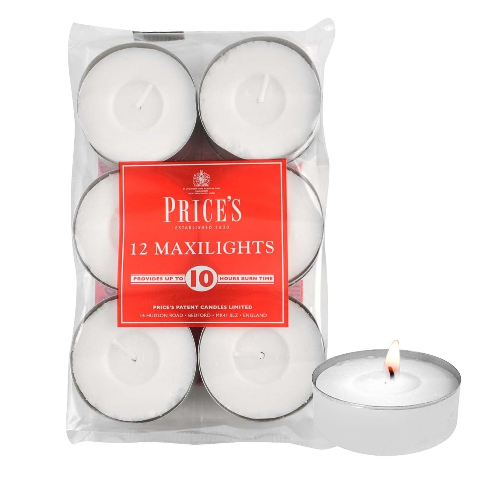 Price's - Maxi Tealights - Pack of 12 - Unscented 12 count (Pack 1), White