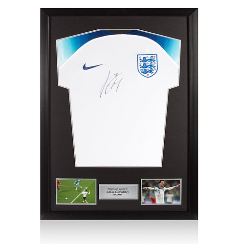 Framed Jack Grealish Signed England Shirt: Home, 2022-23 Autograph Jersey