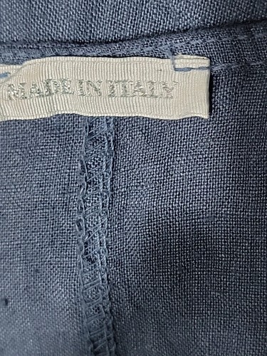 Made in Italy 100% Linen Dress 19/6650M IN BLUE Asymmetric Hem #C - Picture 6 of 7