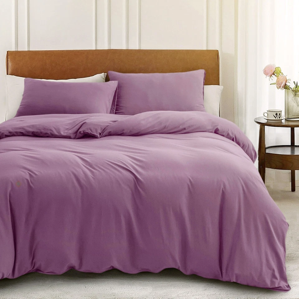 Juego de funda nórdica de algodón jersey suave funda de almohada juego de cama Queen King ERA PURA Foto 2 de 4