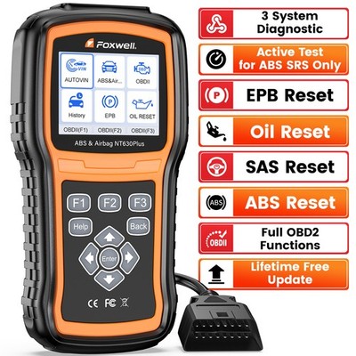 FOXWELL NT630 Plus OBDII Scanner Auto Diagnostic Tool Bidirectional ABS SRS Oil