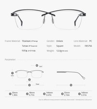Titanium Glasses Frame For Men Semi Rimless Square DTX416 F85756 GREY
